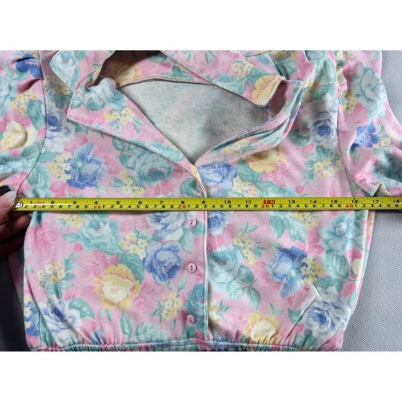 Vintage Miss Oops California  Floral Button-Down Dress With Belt Pastel Pink & B - Picture 10 of 16